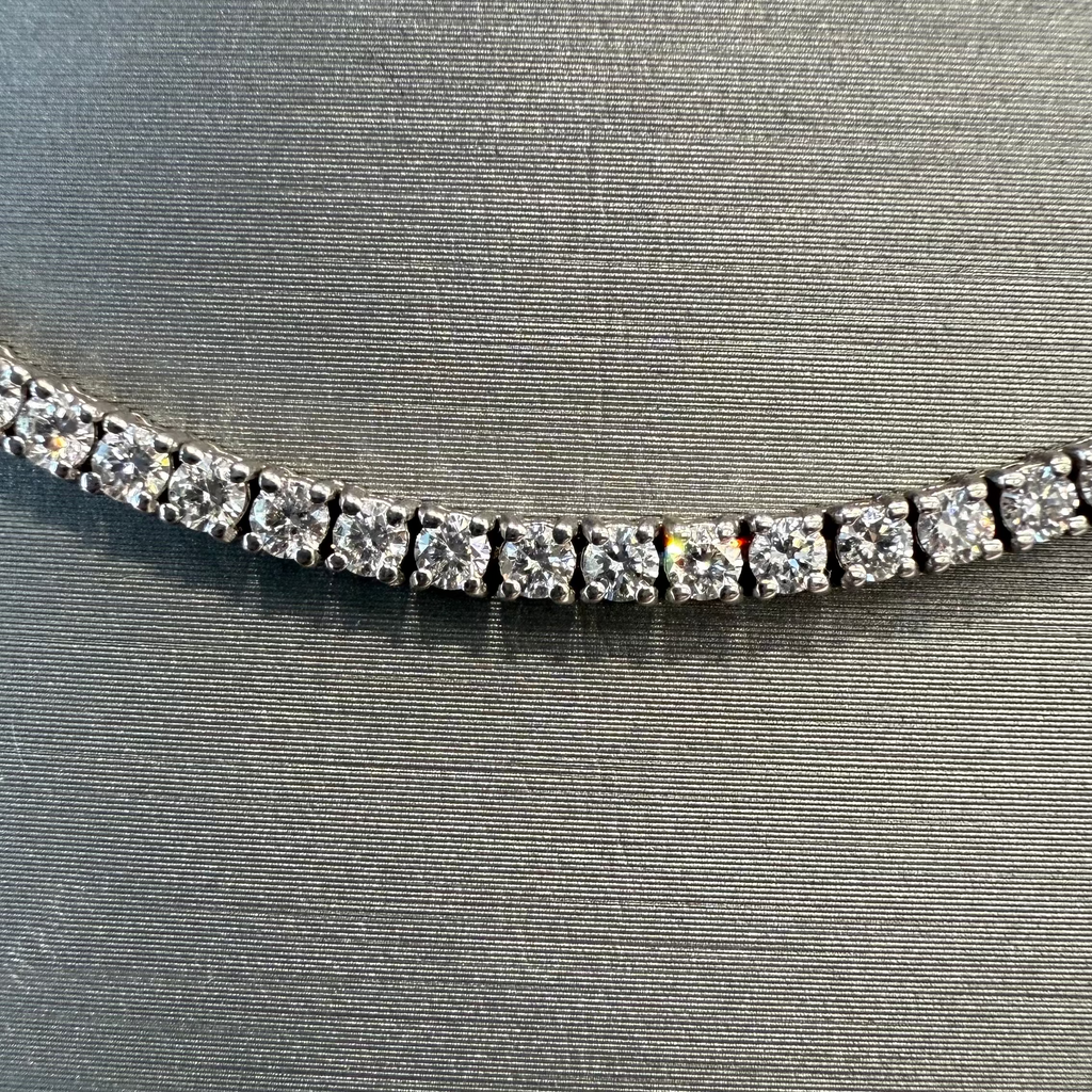 Ladies Lab Grown Diamond Tennis Necklace 14K Solid Gold