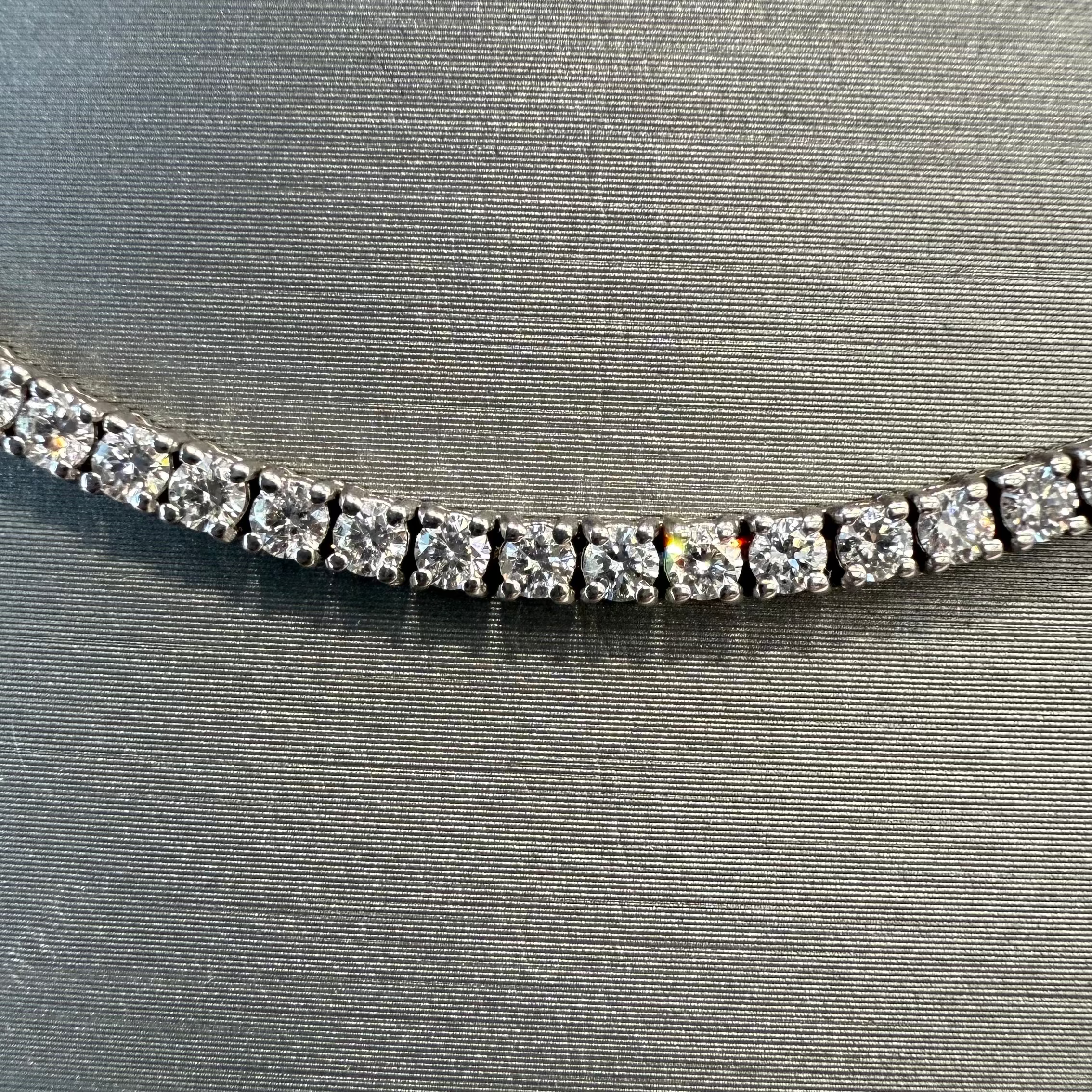 Ladies Lab Grown Diamond Tennis Necklace 14K Solid Gold