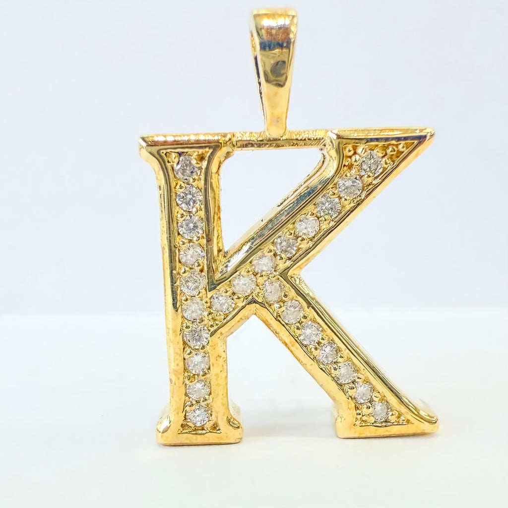 Initial Pendant Letter K Natural Diamonds