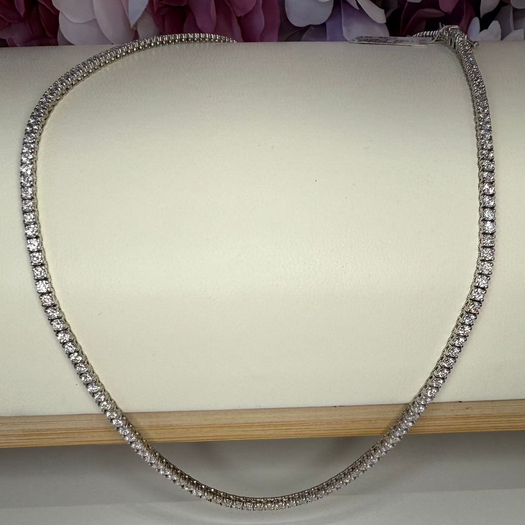 Ladies Lab Grown Diamond Tennis Necklace 14K Solid Gold