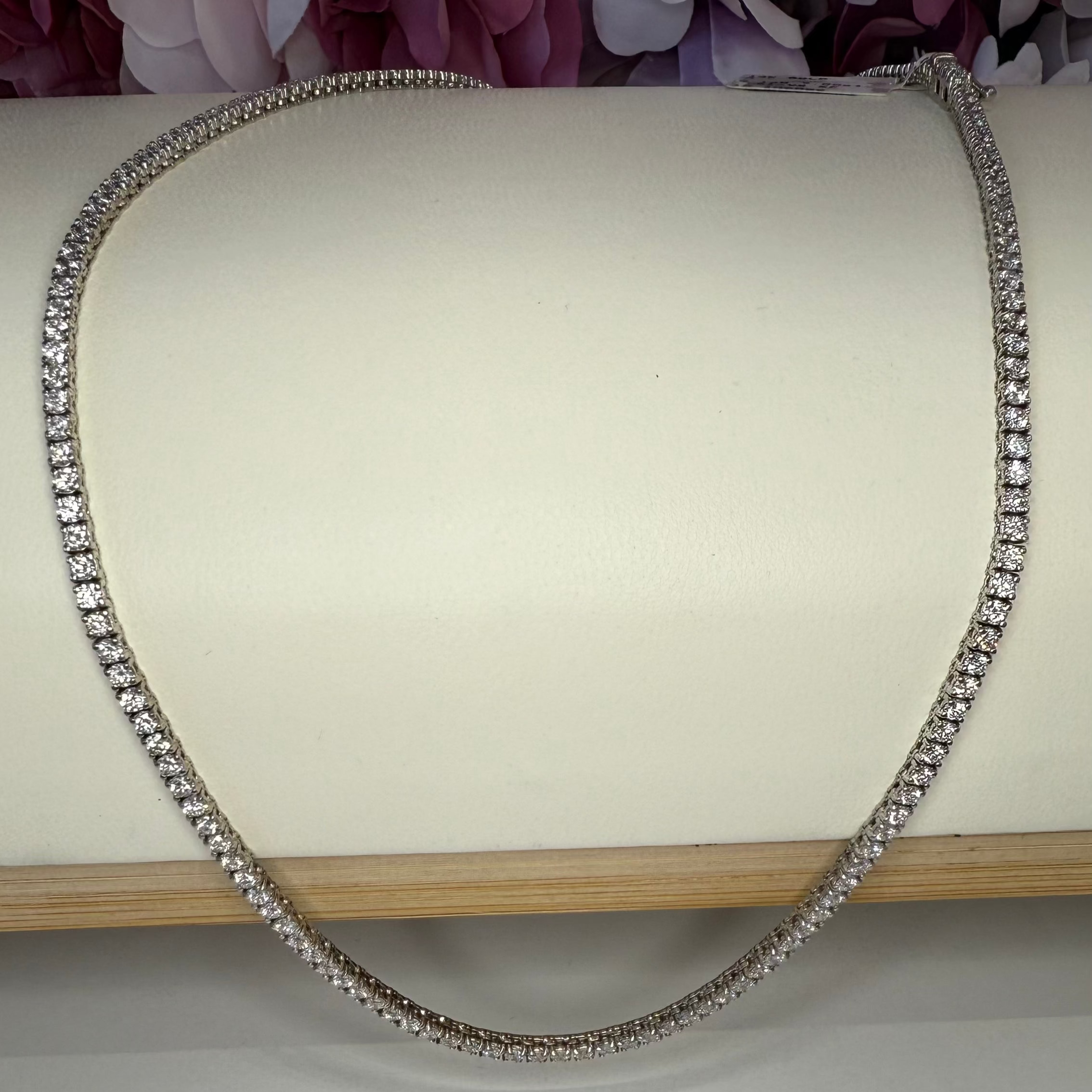 Ladies Lab Grown Diamond Tennis Necklace 14K Solid Gold