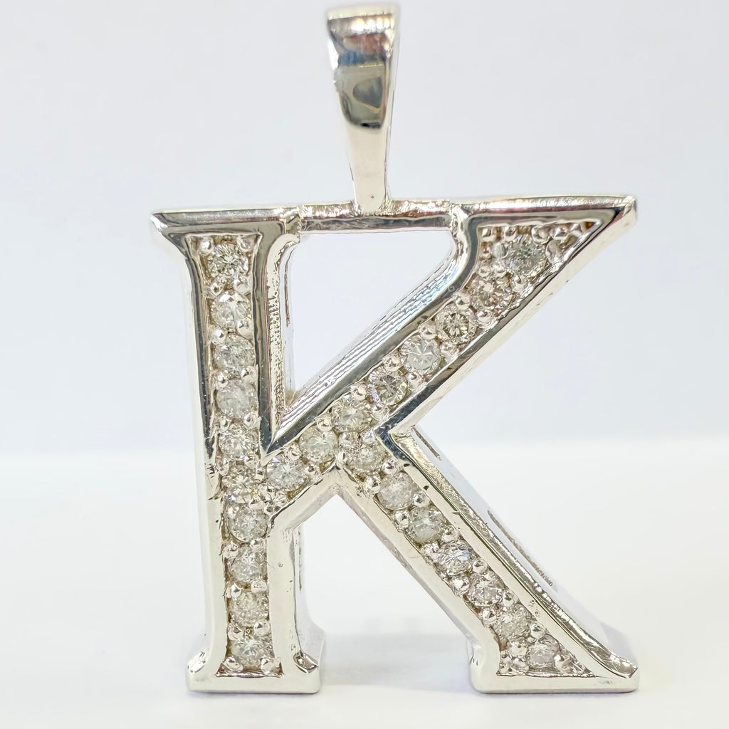 Initial Pendant Letter K Natural Diamonds
