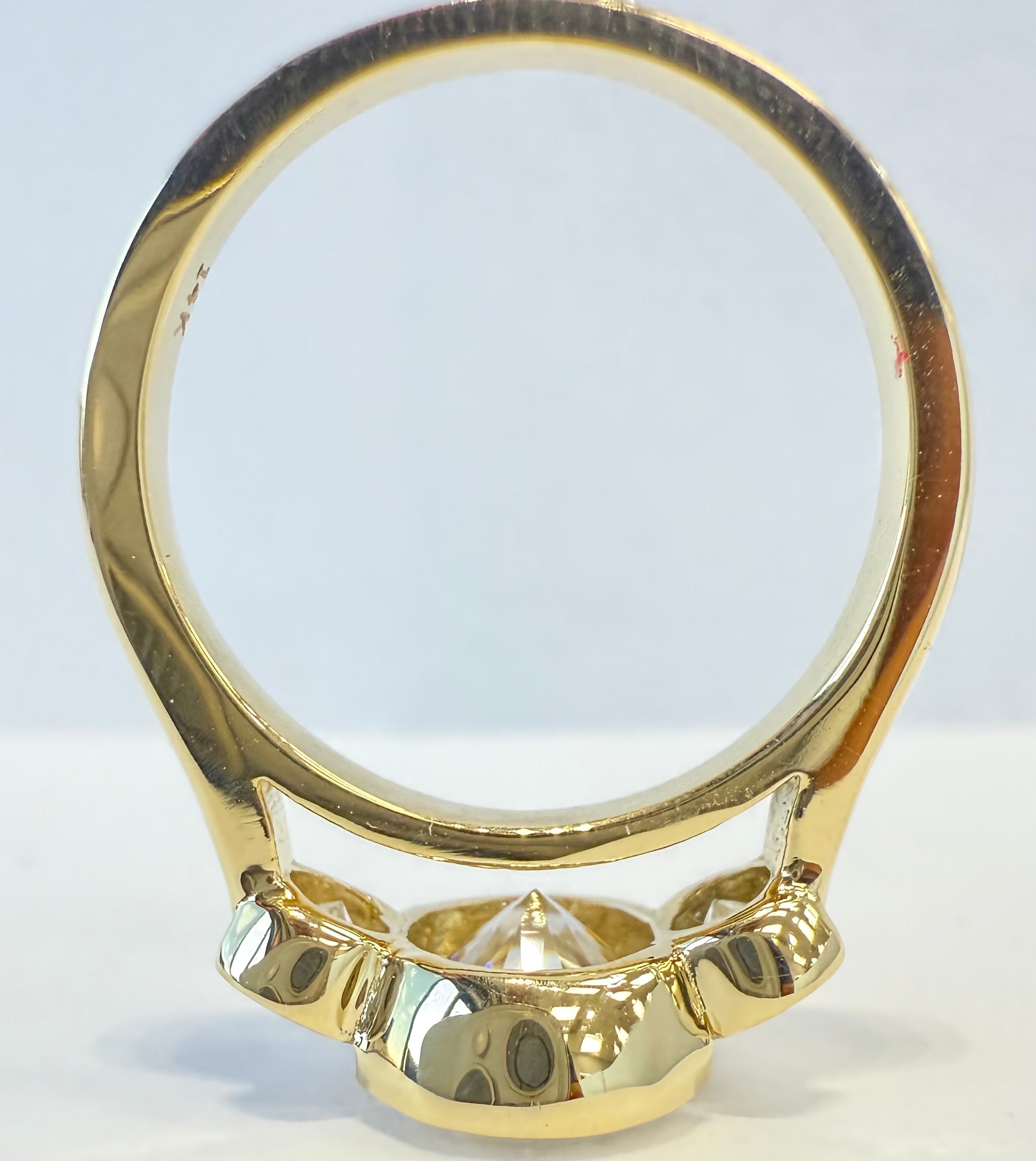 2.5 CTW 3 Stone Round Half Bezel Lab Grown Diamond Solid Gold Ring