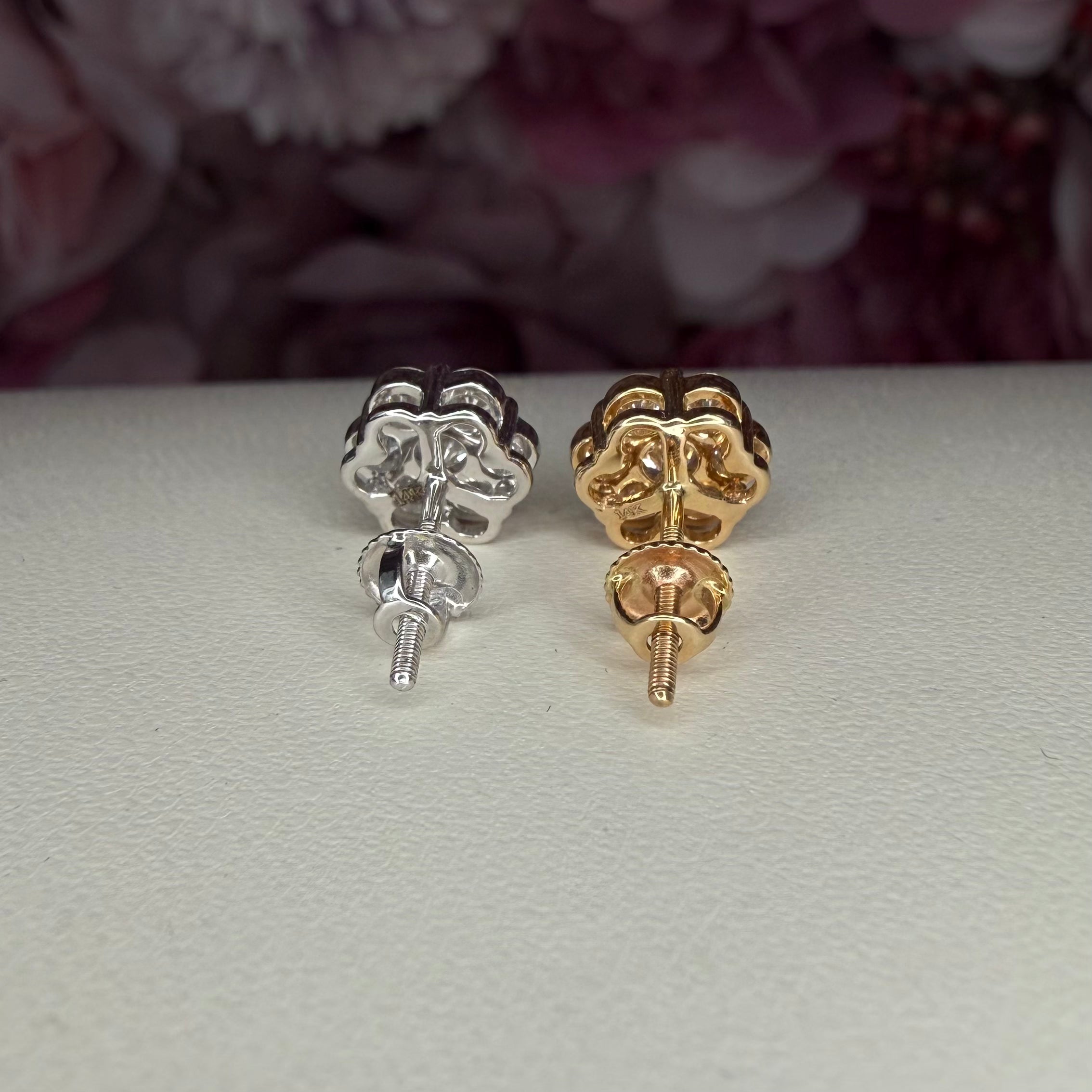 14K Solid Gold Stud Earrings Cluster Style 1.00 CTW Lab Grown Diamond