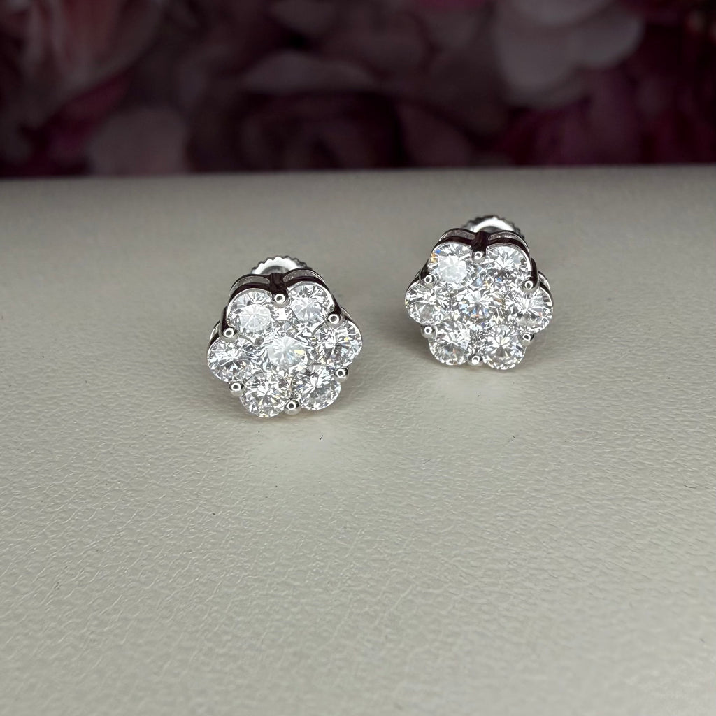 14K Solid Gold Stud Earrings Cluster Style 1.00 CTW Lab Grown Diamond