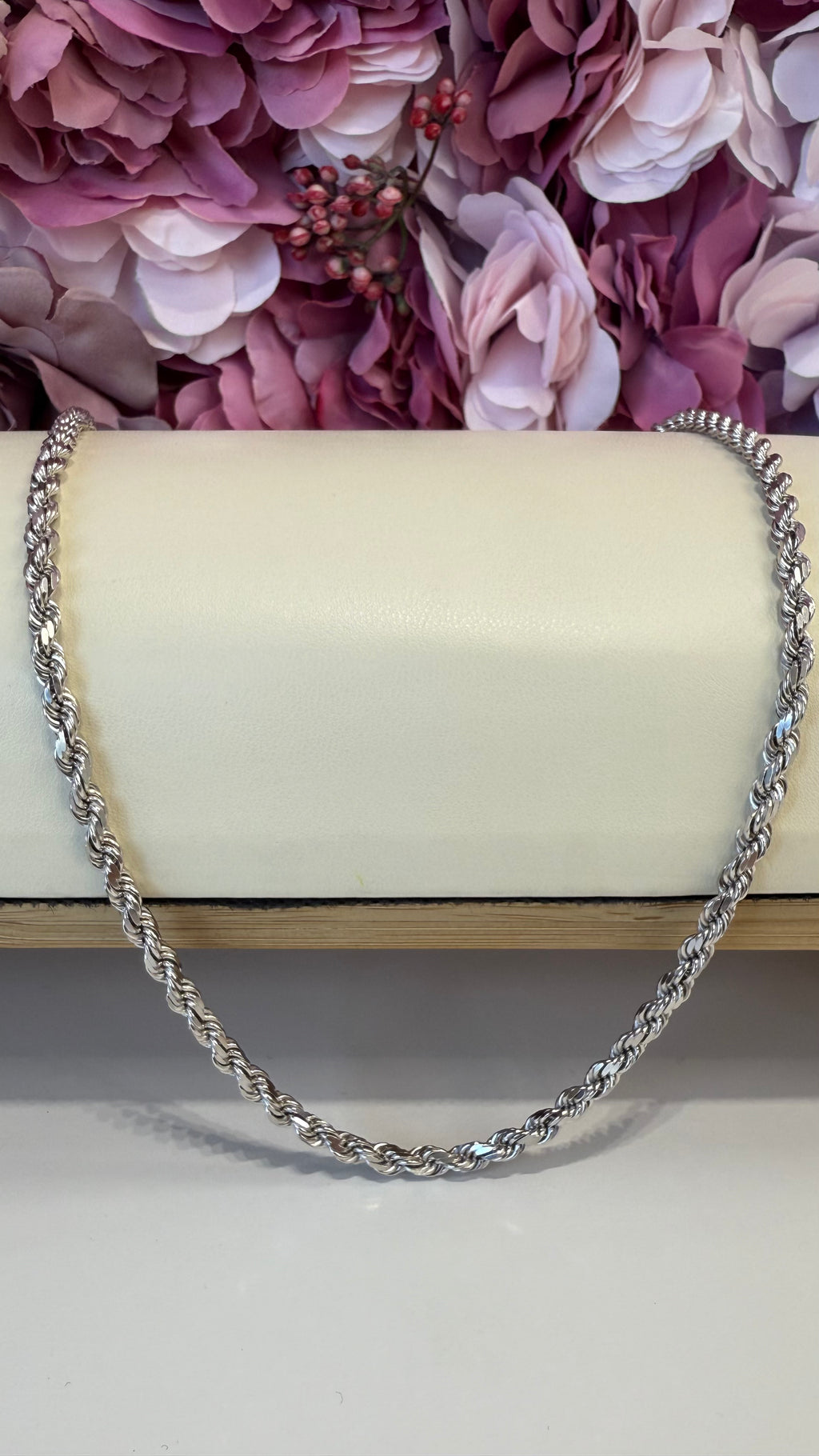 Unisex Rope Chain 10K Solid White Gold