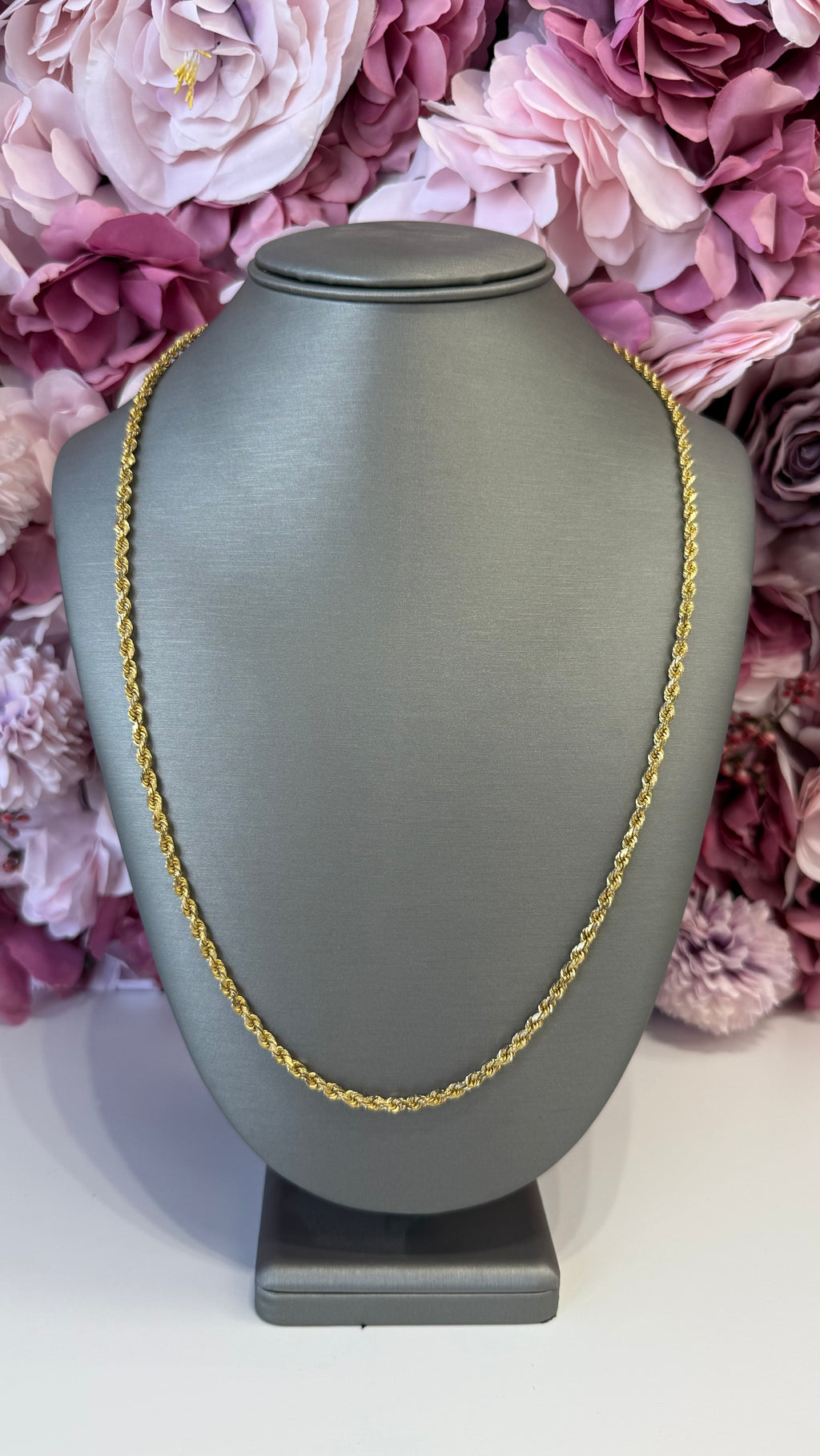 Unisex 10K Solid Gold Rope Chain