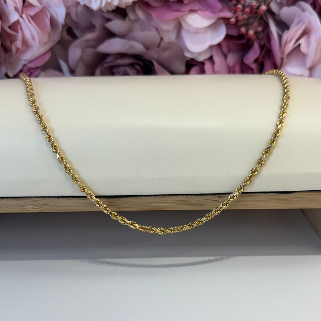 Unisex 10K Solid Gold Rope Chain
