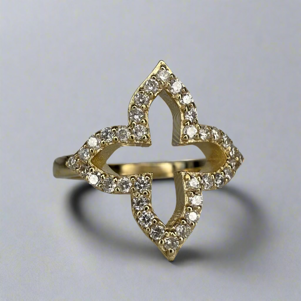 Ladies 14K Solid Gold Fashion Ring Natural Diamond ring