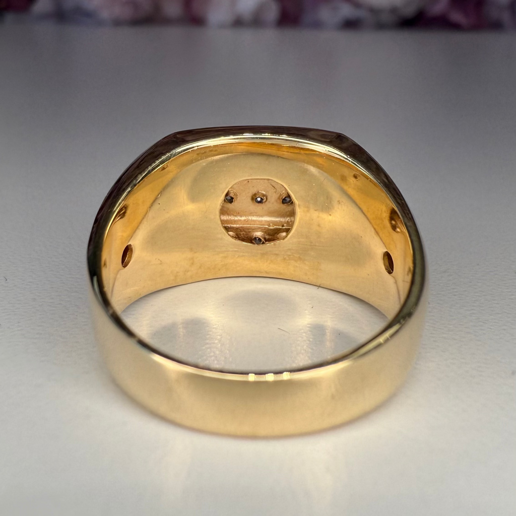 14K Gold Mens Ring with Natural Diamonds