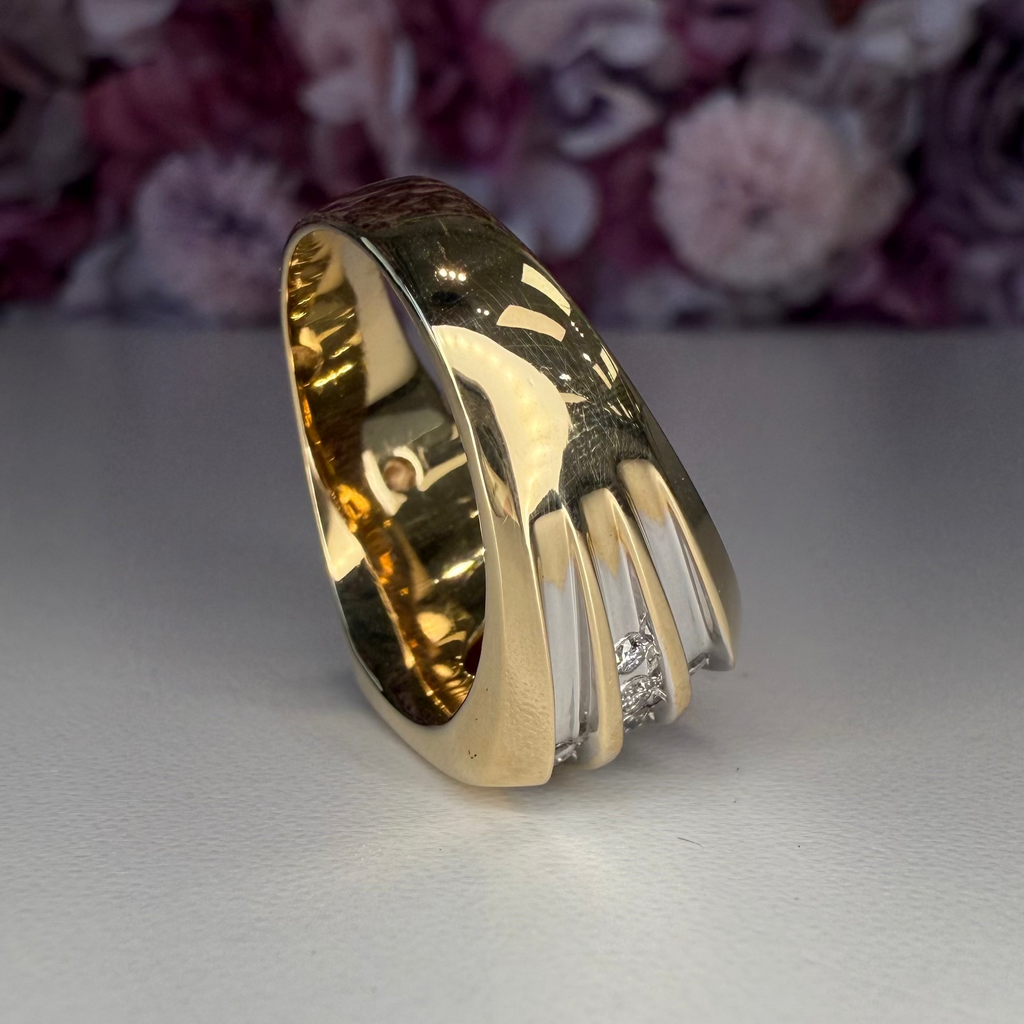 14K Gold Mens Ring with Natural Diamonds