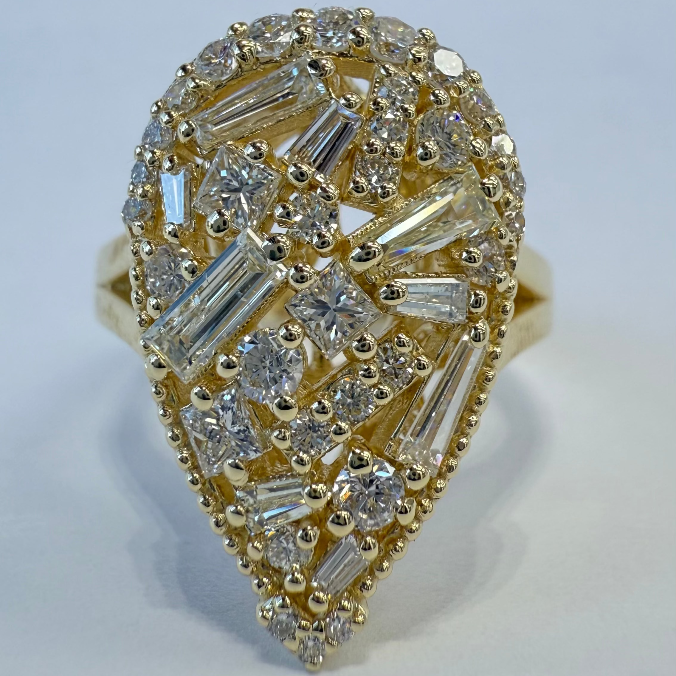 Ladies Natural Diamond Cluster Ring 14K Solid Gold