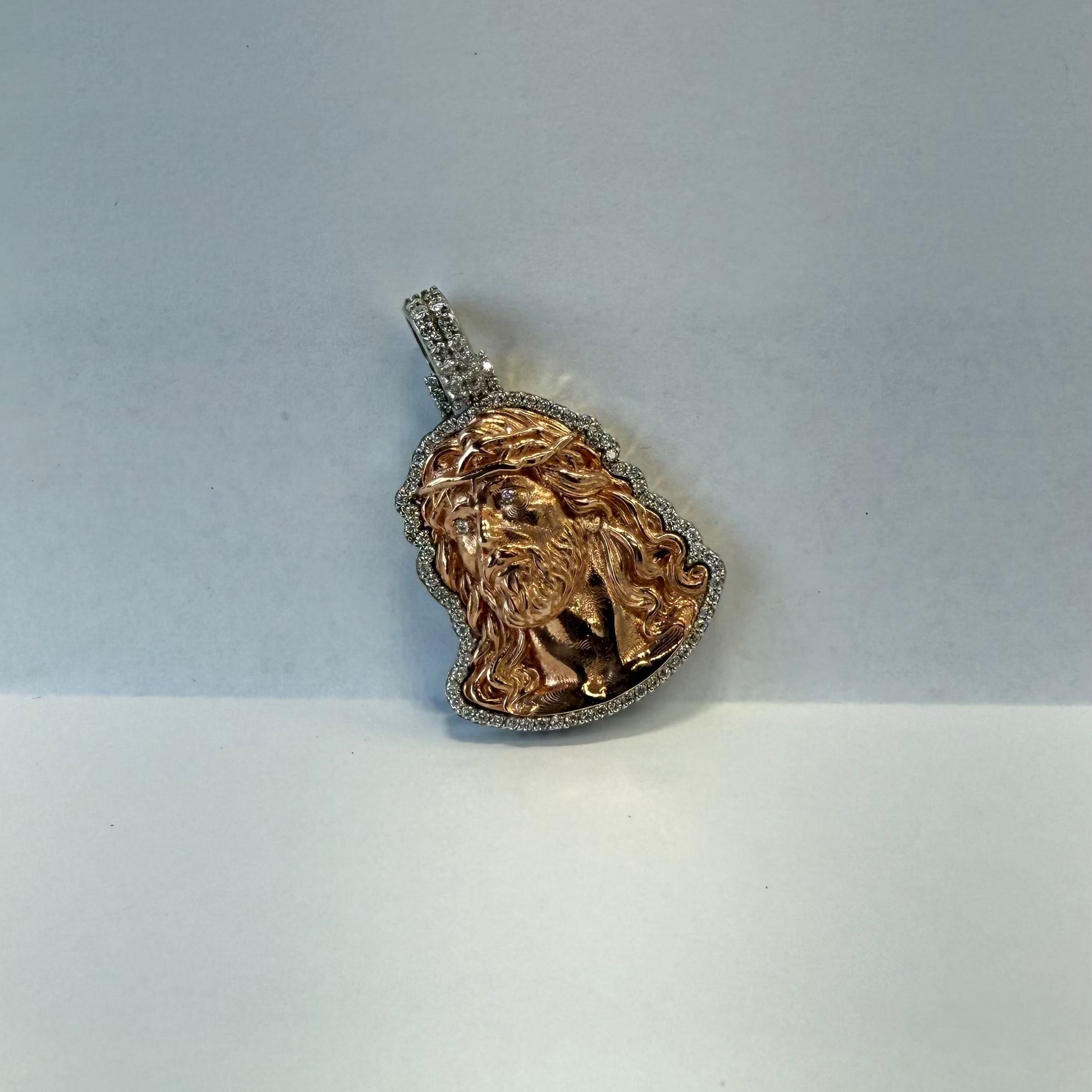 2 Tone Rose Gold & White Gold Jesus Pendant – Religious Jewelry Necklace