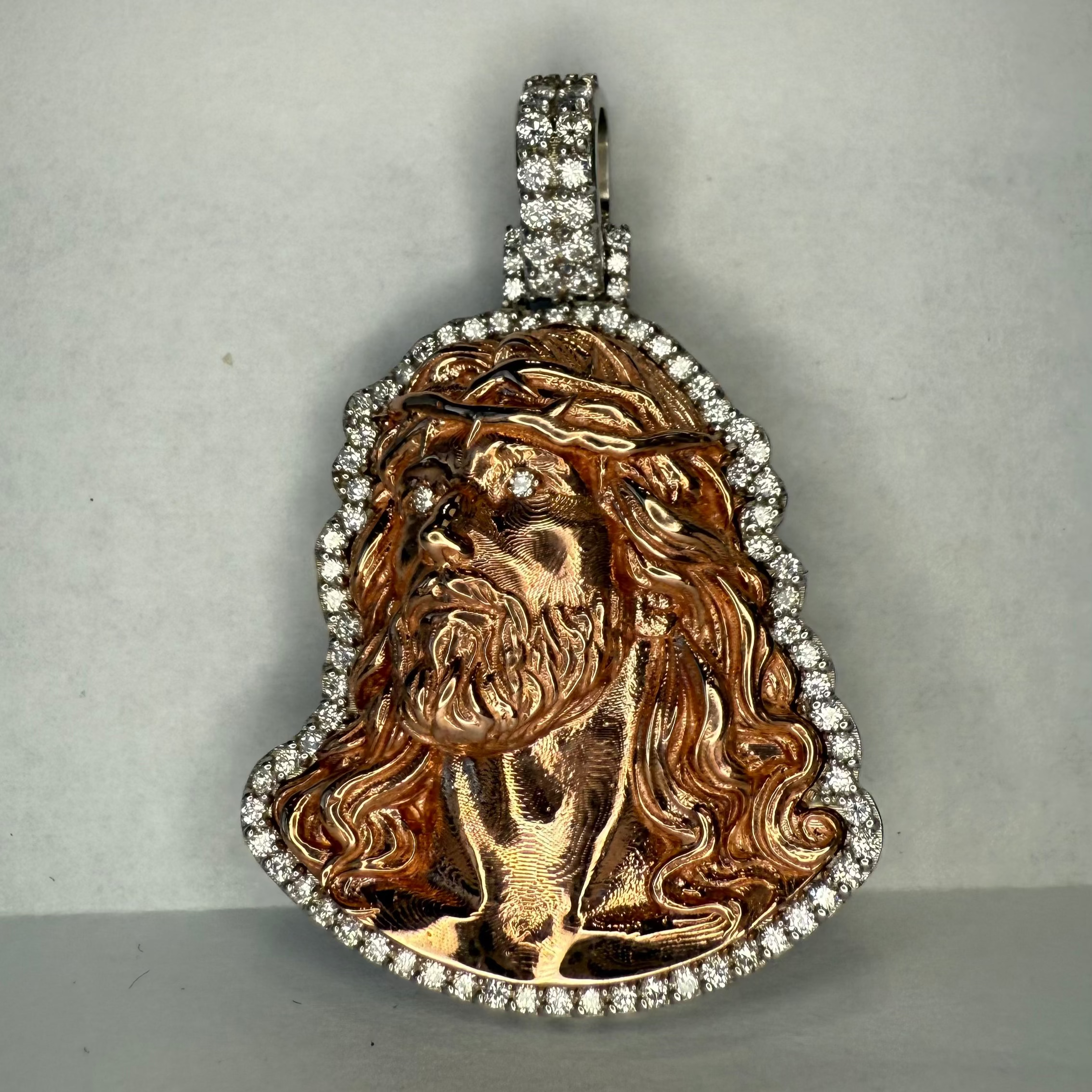 2 Tone Rose Gold & White Gold Jesus Pendant – Religious Jewelry Necklace