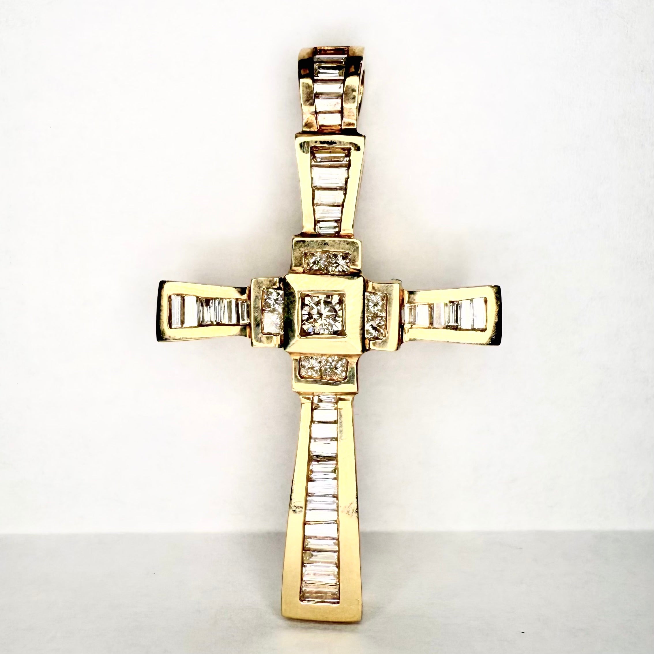 Men's Cross Pendant 14K Solid Gold With Natural Diamonds
