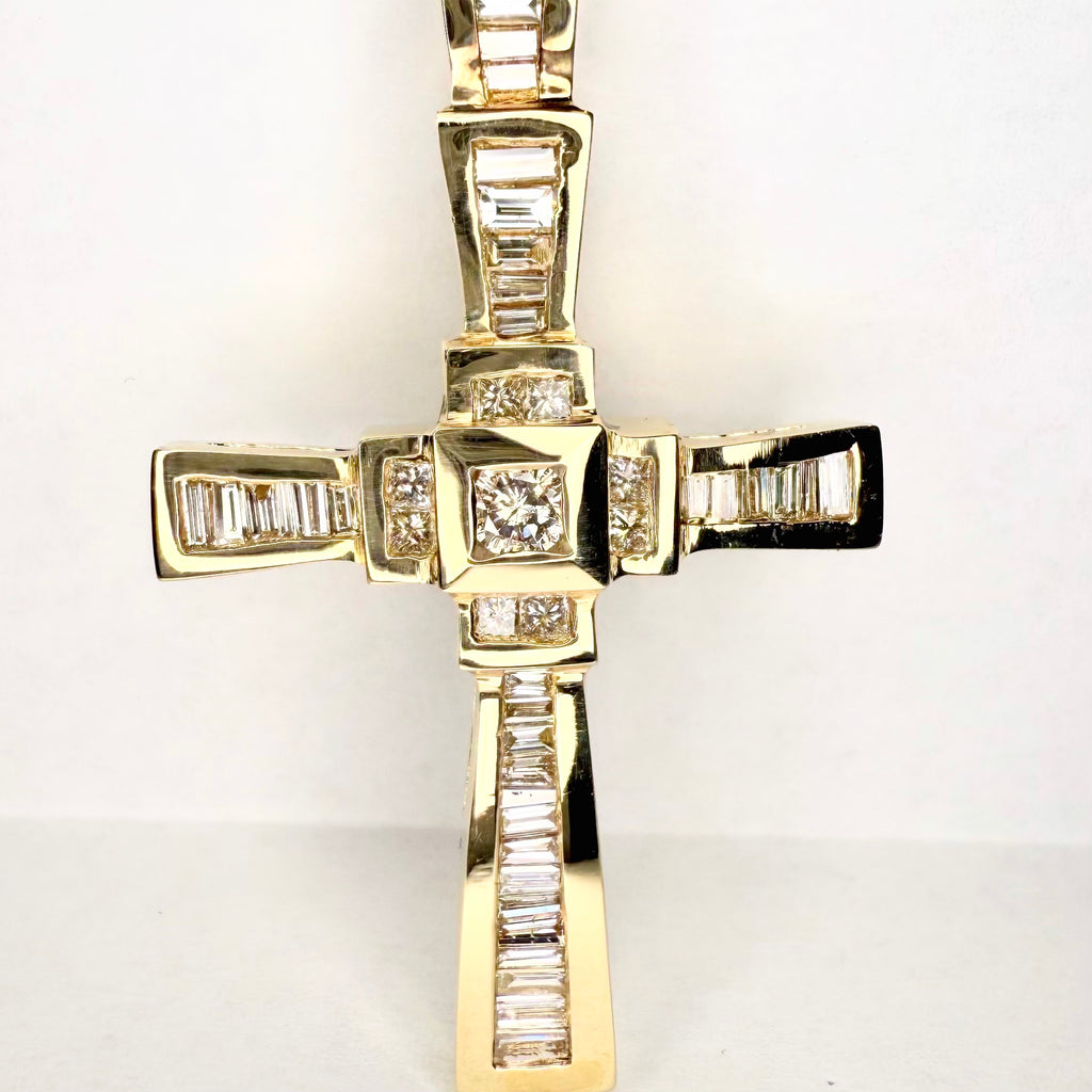 Men's Cross Pendant 14K Solid Gold With Natural Diamonds