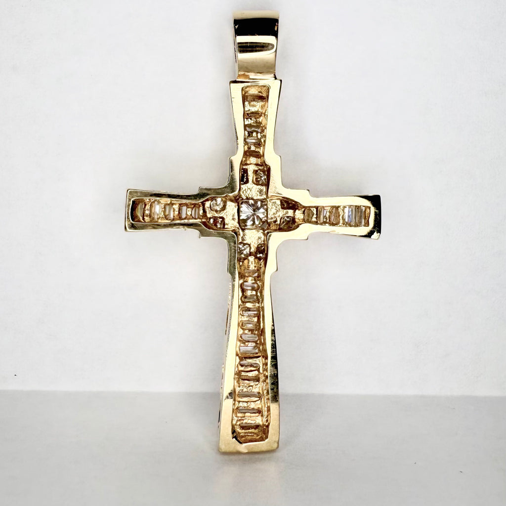 Men's Cross Pendant 14K Solid Gold With Natural Diamonds