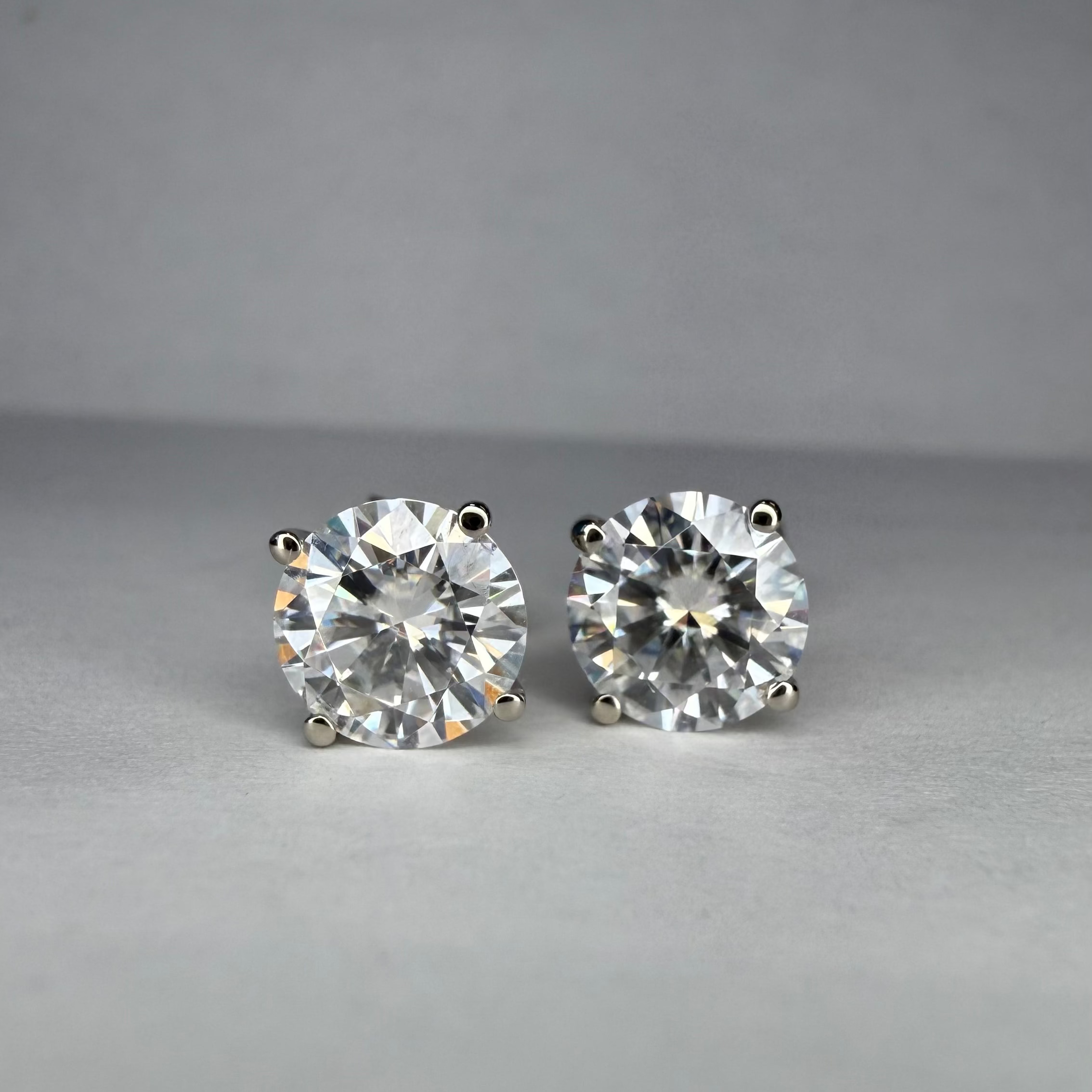 2 Carat Round Lab Grown Diamond Stud Earrings