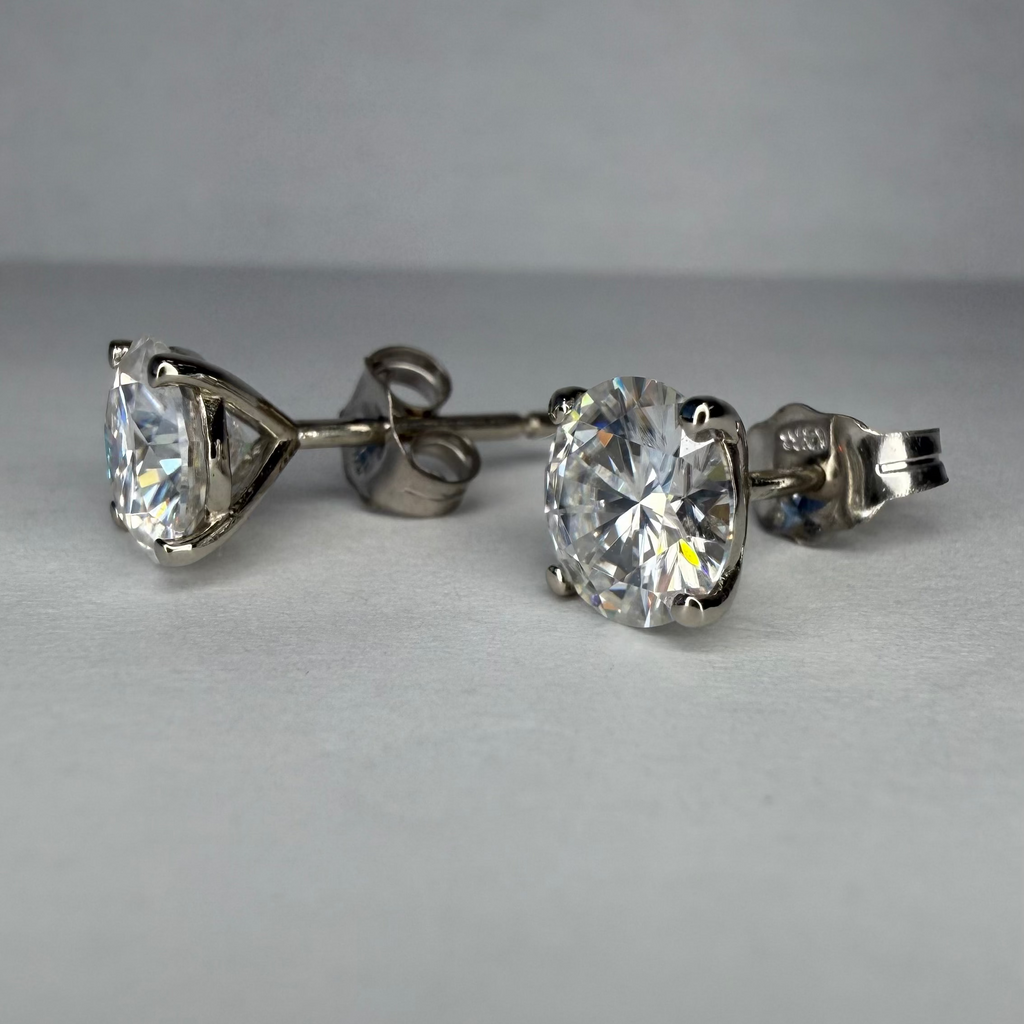 2 Carat Round Lab Grown Diamond Stud Earrings