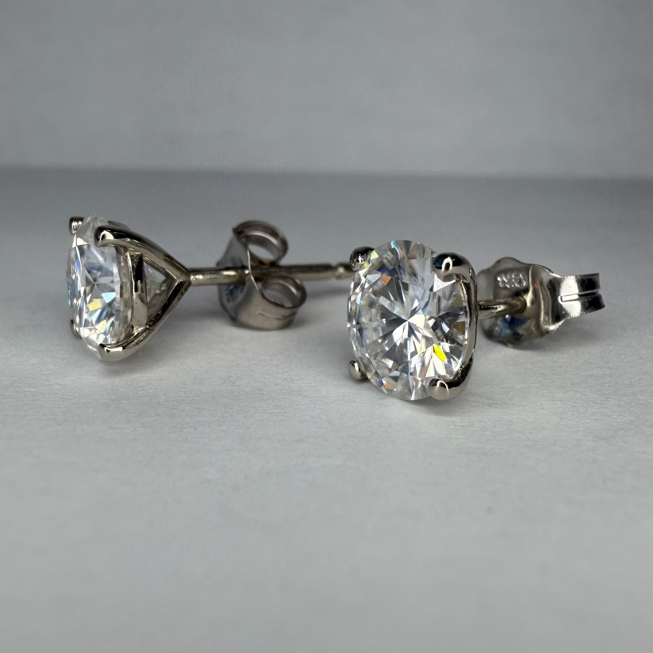 2 Carat Round Lab Grown Diamond Stud Earrings