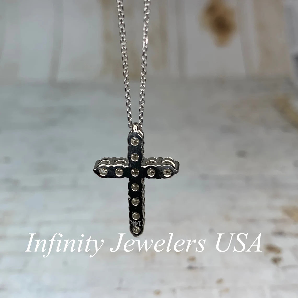 14K Solid Gold Lab Grown Diamond Cross Pendant 0.66 CTW