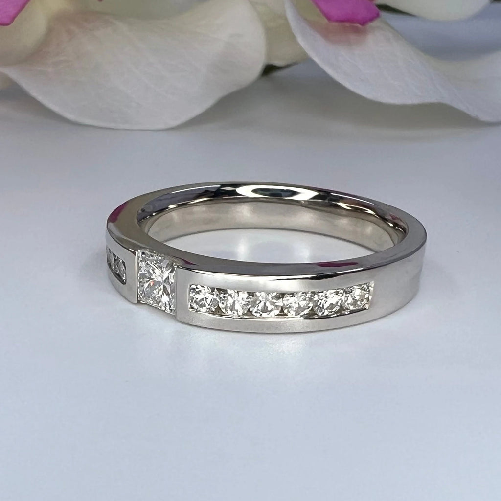 Men's Princess Cut Diamond Ring 0.76 CTW Natural Diamonds