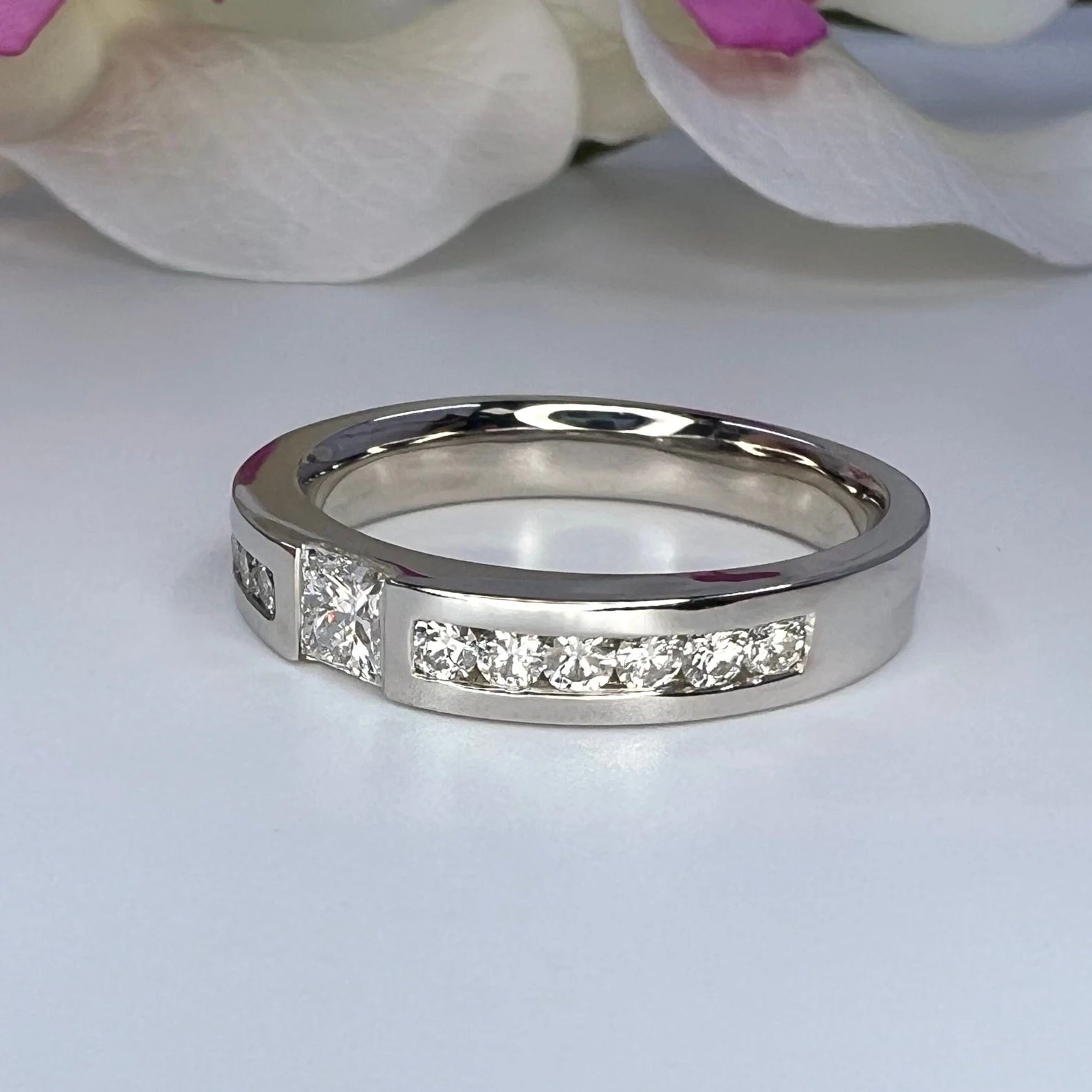 Men's Princess Cut Diamond Ring 0.76 CTW Natural Diamonds