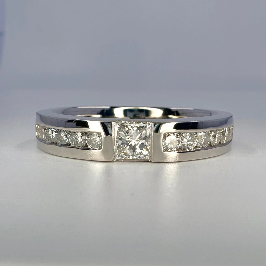 Men's Princess Cut Diamond Ring 0.76 CTW Natural Diamonds