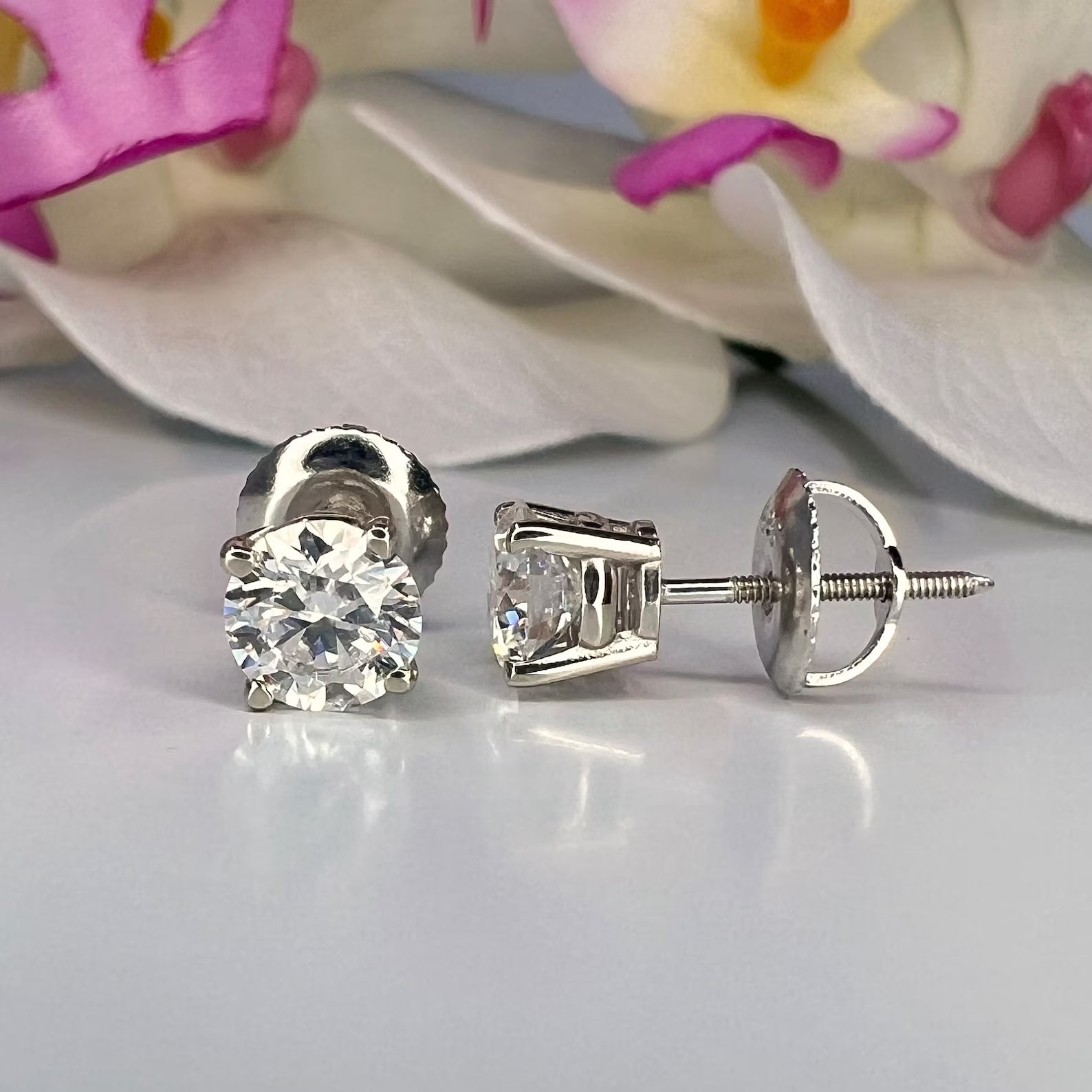 Lab Grown Diamond Stud Earrings, 14K Solid Gold, 1.00 CTW, 1.50 CTW, 2.00 CTW