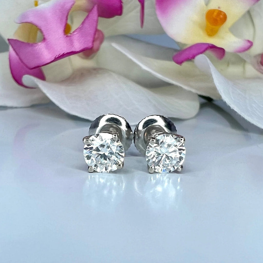 Lab Grown Diamond Stud Earrings, 14K Solid Gold, 1.00 CTW, 1.50 CTW, 2.00 CTW
