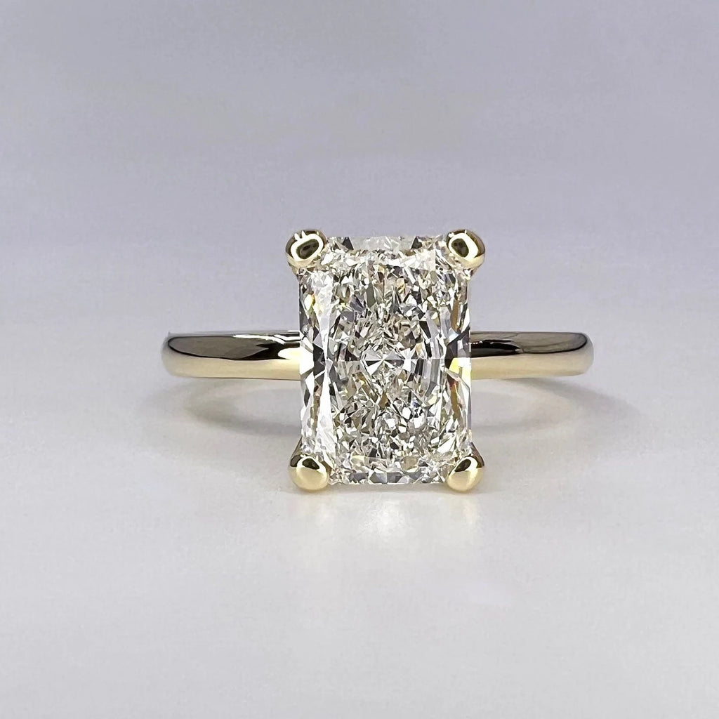 14K Solid Gold Lab Grown Diamond Radiant Cut Engagment Ring 2.00 CTW