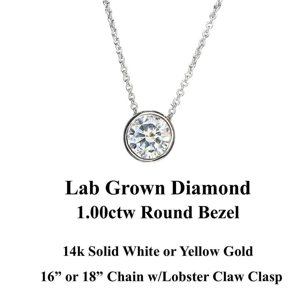 Bezel Set 1.00 CTW Lab Grown Diamond Pendent