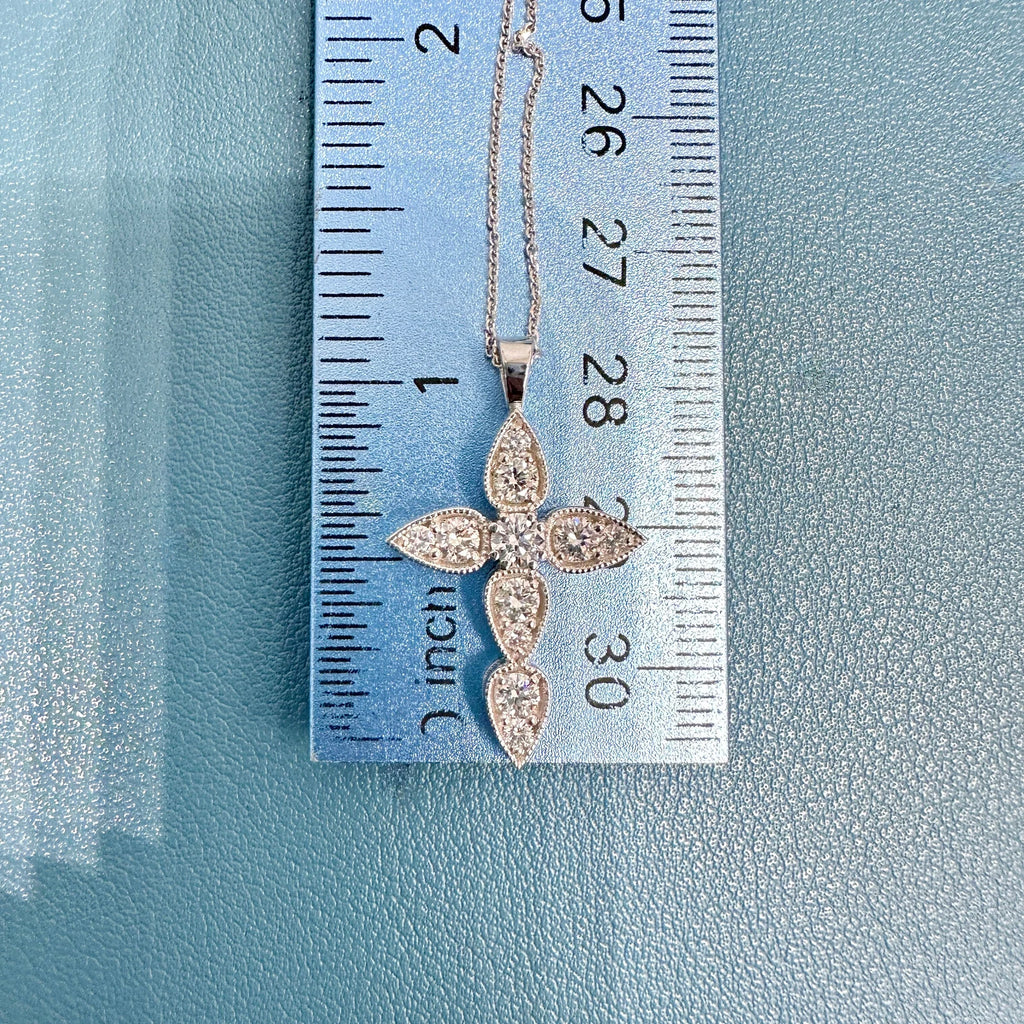 Lab Grown Diamond Cross Necklace 14K Solid Gold 0.85 CTW