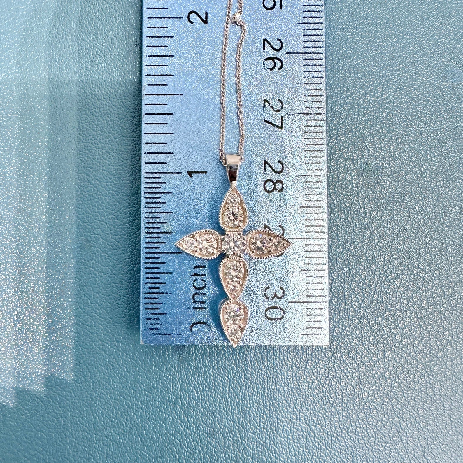 Lab Grown Diamond Cross Necklace 14K Solid Gold 0.85 CTW