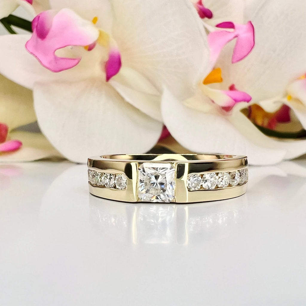 Radiant Cut Men's Lab Grown Diamond Wedding Band 14K Gold