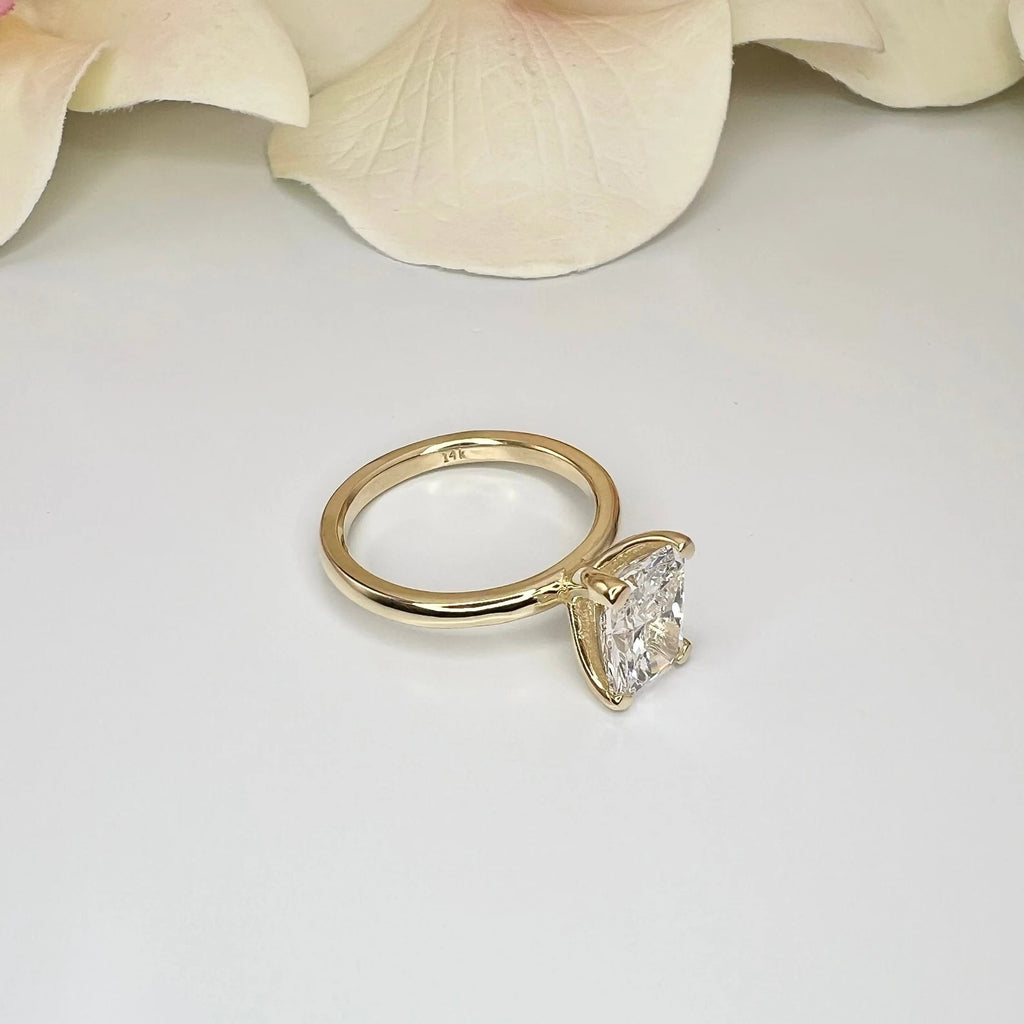 14K Solid Gold Lab Grown Diamond Radiant Cut Engagment Ring 2.00 CTW