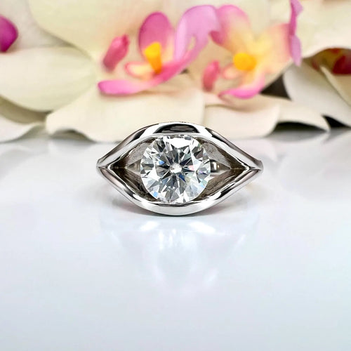 1.00 CTW Lab Grown Diamond Ladies Engagmrnt Ring 14K Solid Gold