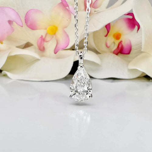 1.00 CTW Lab Grown Diamond Pear Shape Pendant 14K Solid Gold