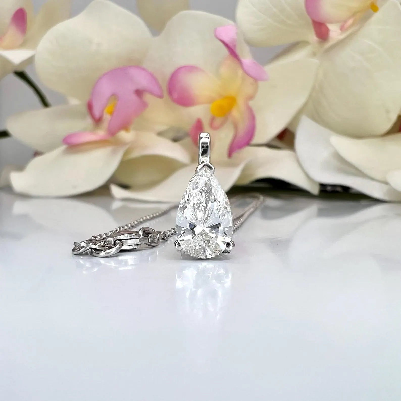 1.00 CTW Lab Grown Diamond Pear Shape Pendant 14K Solid Gold