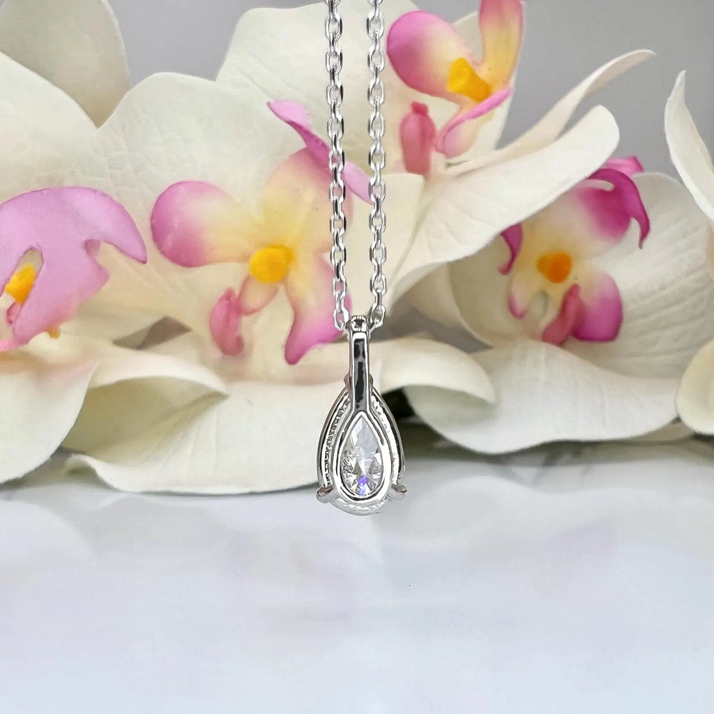 1.00 CTW Lab Grown Diamond Pear Shape Pendant 14K Solid Gold