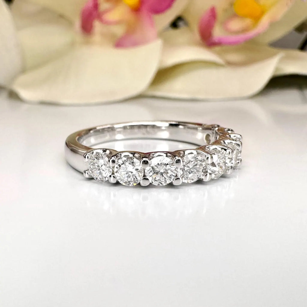 1 CTW Lab Grown Diamond Wedding Band Half Eternity 14K Solid Gold