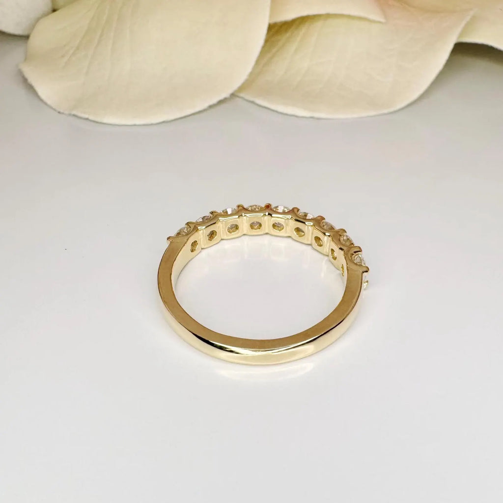 1 CTW Lab Grown Diamond Wedding Band Half Eternity 14K Solid Gold