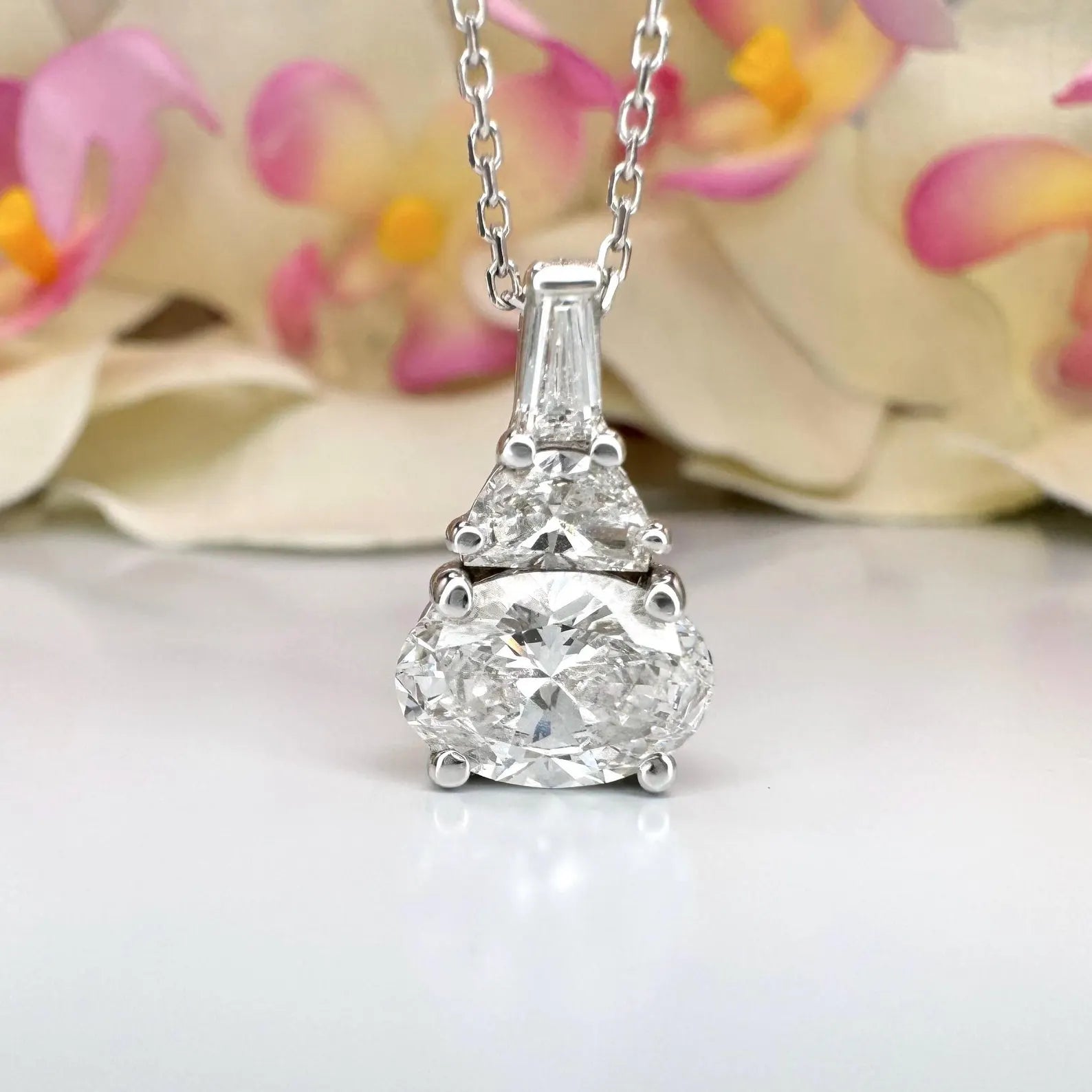 2.00 CTW Lab Grown Diamond East West Oval 14K Solid Gold