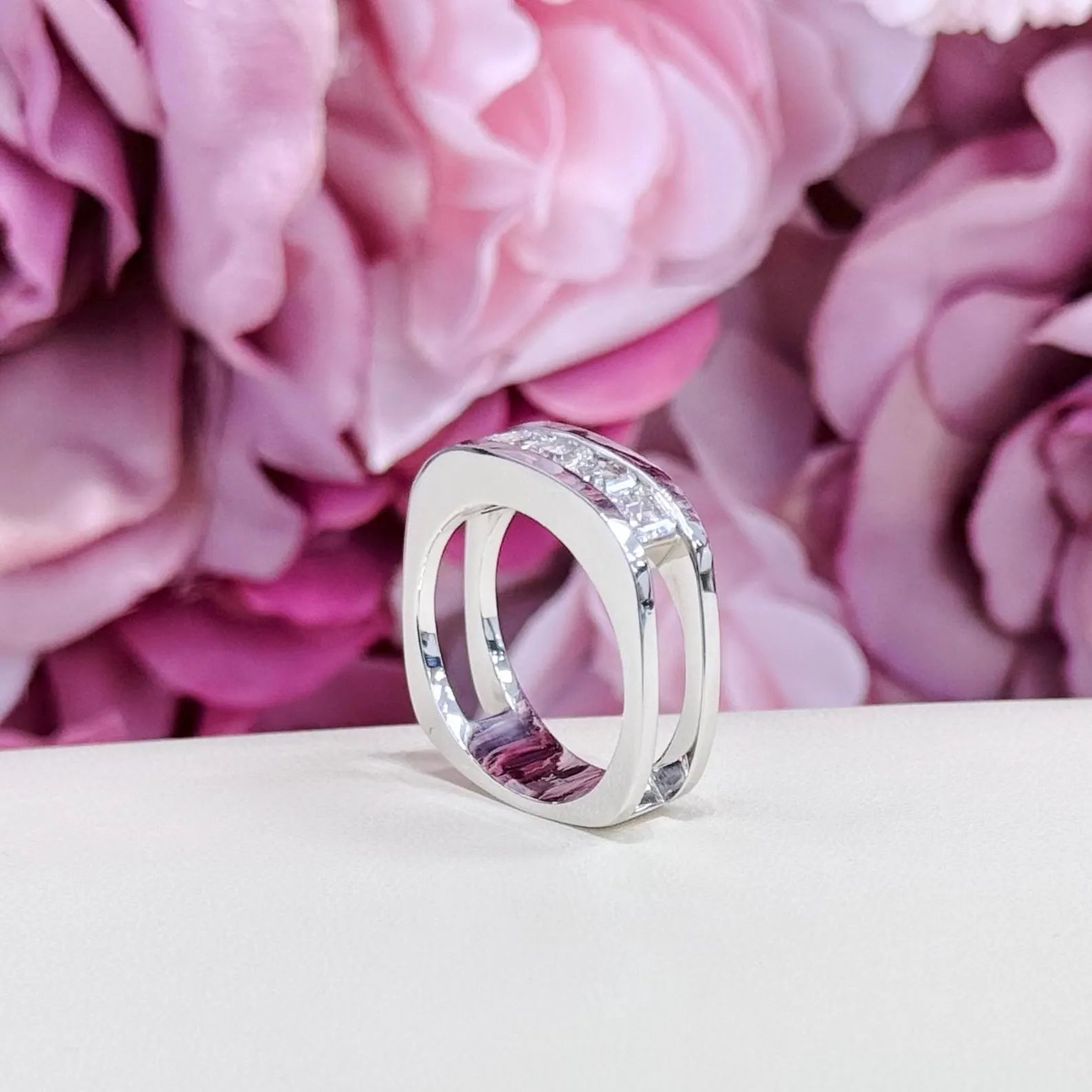 14K Solid Gold 2.00 CTW Asscher Cut Lab Grown Diamond Mens Wedding Ring