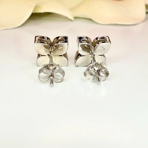 0.80 CTW Lab Grown Diamond Clover Stud Earrings 14K Solid Gold
