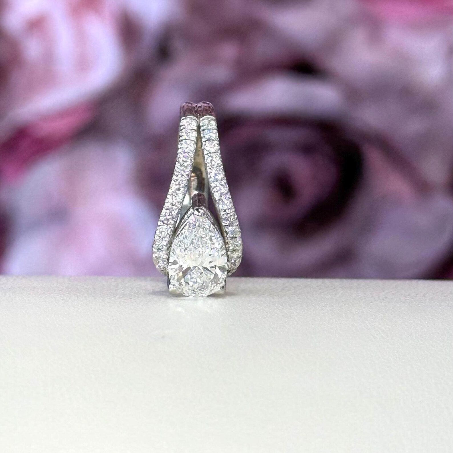 Pear Shape 2.10 CTW Lab Grown Diamaond Ladies Fashion Ring