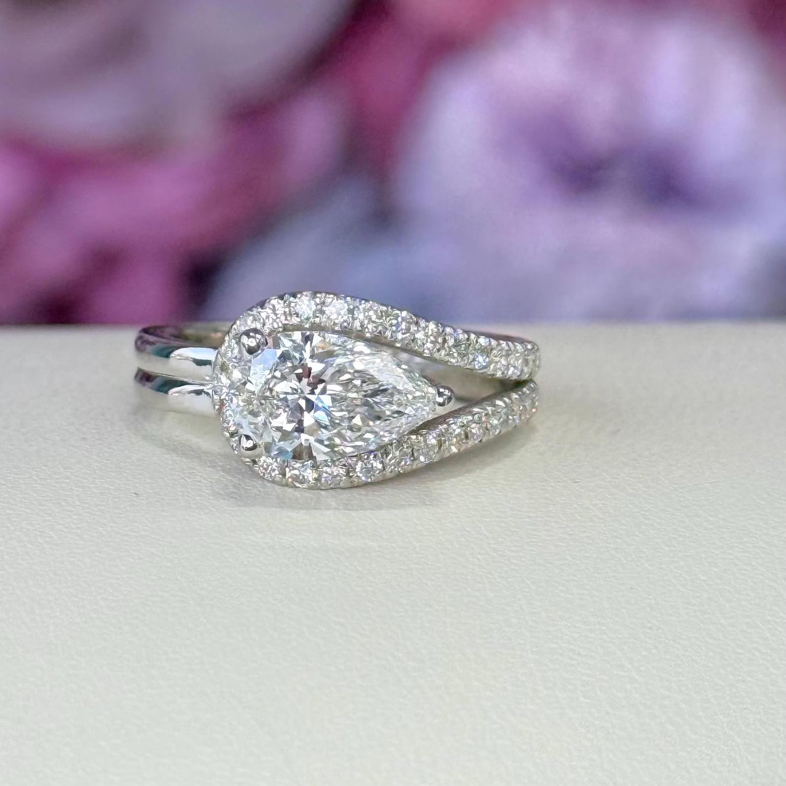 Pear Shape 2.10 CTW Lab Grown Diamaond Ladies Fashion Ring