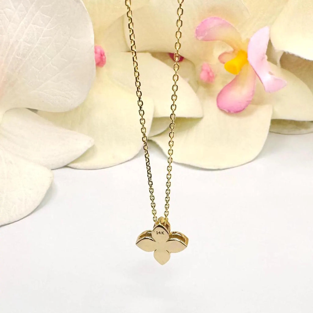 14K Solid Gold Clover Pendant With Lab Grown Diamonds