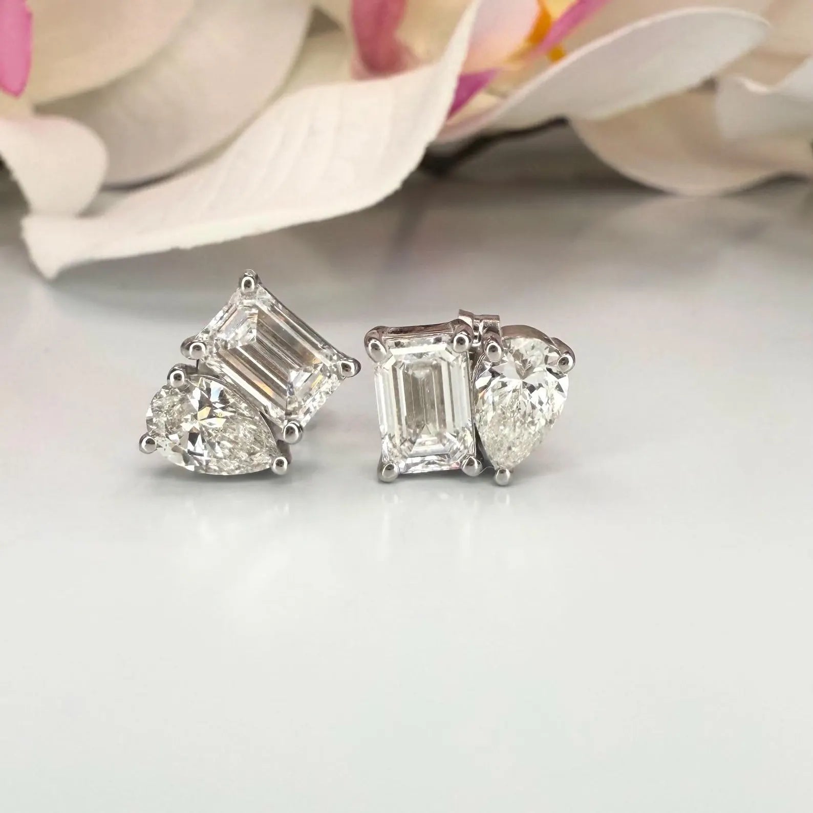 Toi ET Moi Lab Grown Diamond Stud Earrings 2.00 CTW