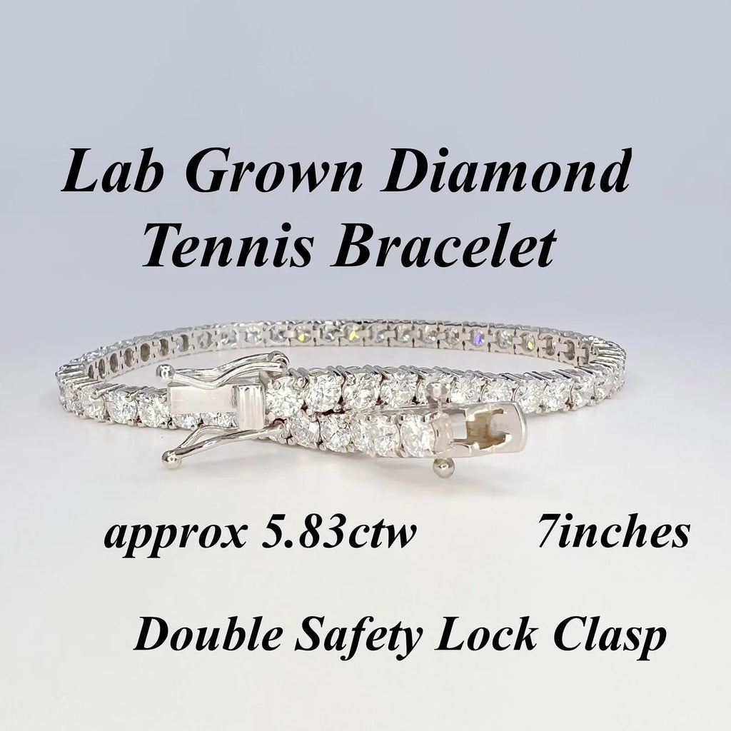 Lab Grown Diamond Tennis Braclet 5.83 CTW 14K Solid Gold